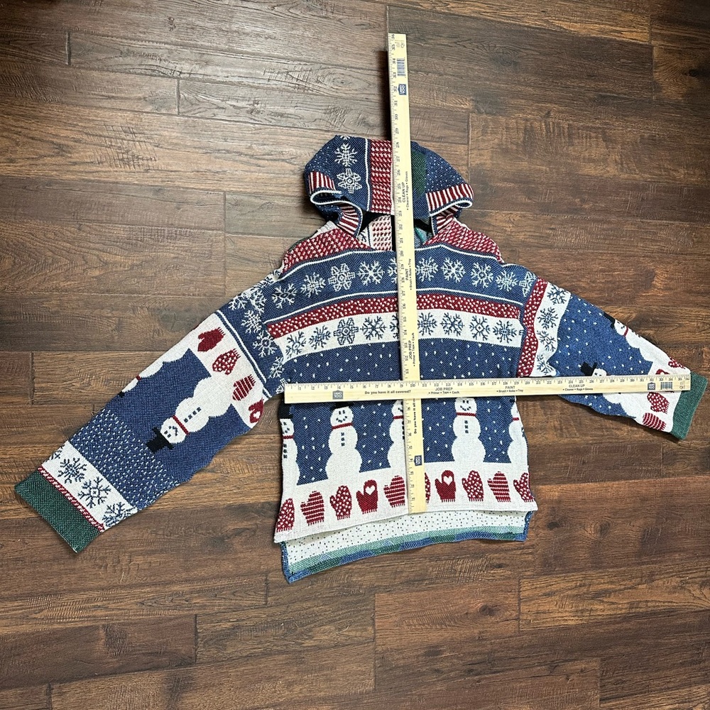 HANDMADE Snowman Snow flakes mittens red blue tapestry Hoodie by me, did my best - Picture 5 of 17